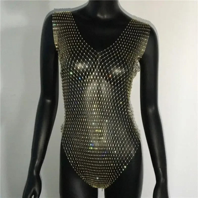 Rhinestone See Through Bodysuits | Fashionsarah.com