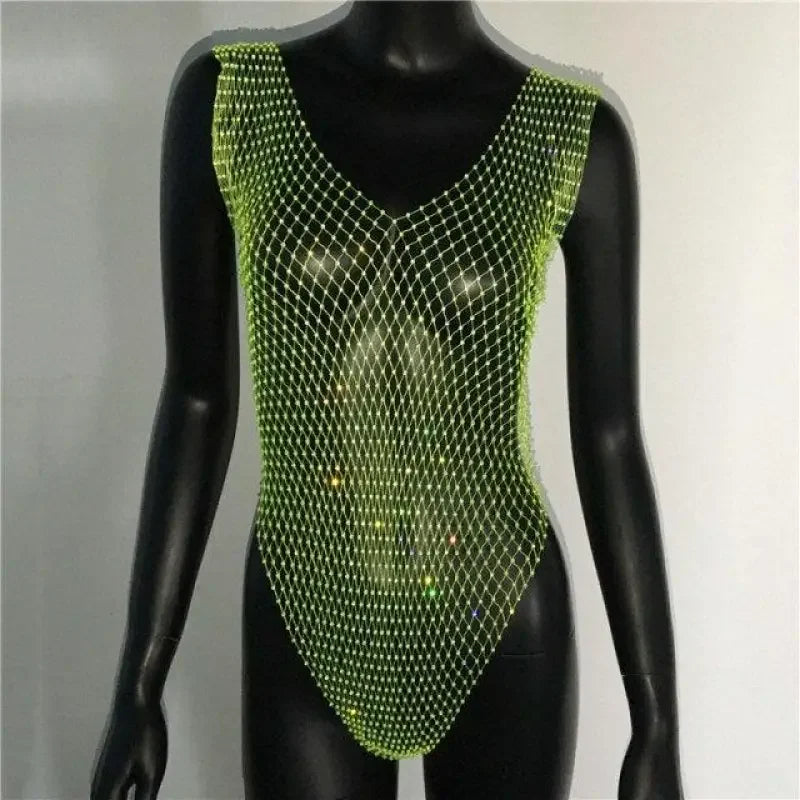 Rhinestone See Through Bodysuits | Fashionsarah.com