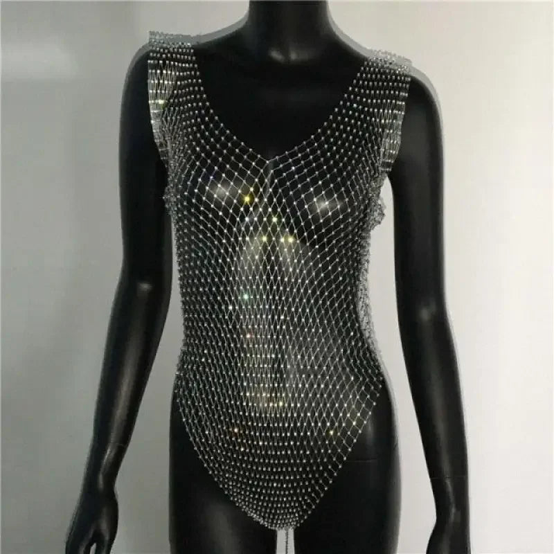 Rhinestone See Through Bodysuits | Fashionsarah.com