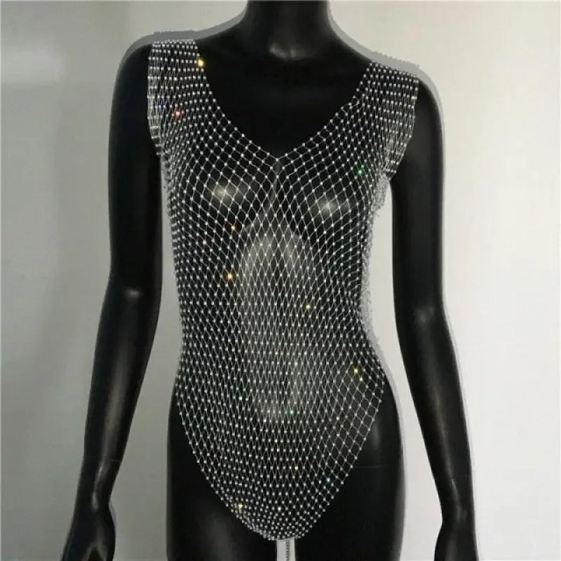 Rhinestone See Through Bodysuits | Fashionsarah.com