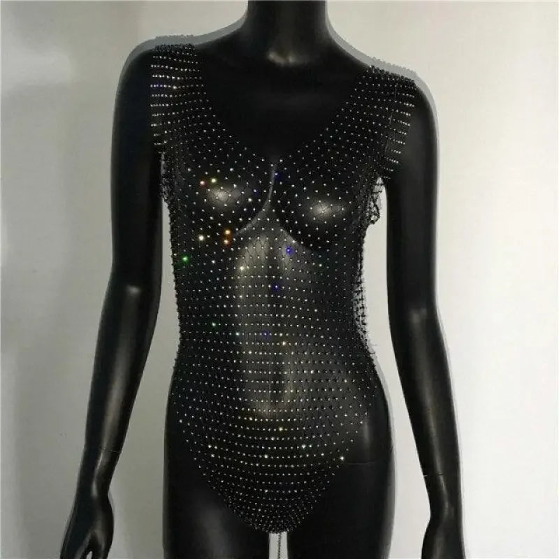 Rhinestone See Through Bodysuits | Fashionsarah.com