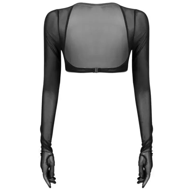 Women Mesh Crop Tops with Gloves | Fashionsarah.com