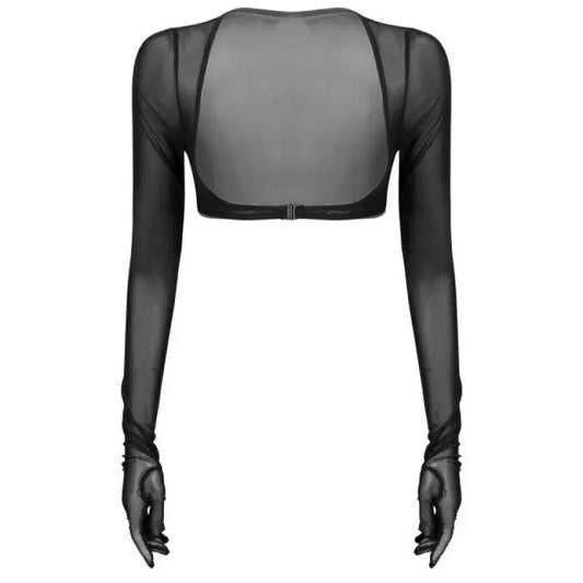 Women Mesh Crop Tops with Gloves | Fashionsarah.com