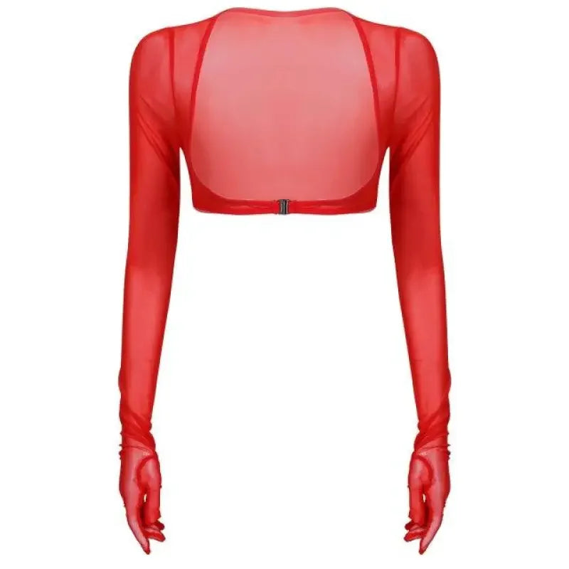 Women Mesh Crop Tops with Gloves | Fashionsarah.com