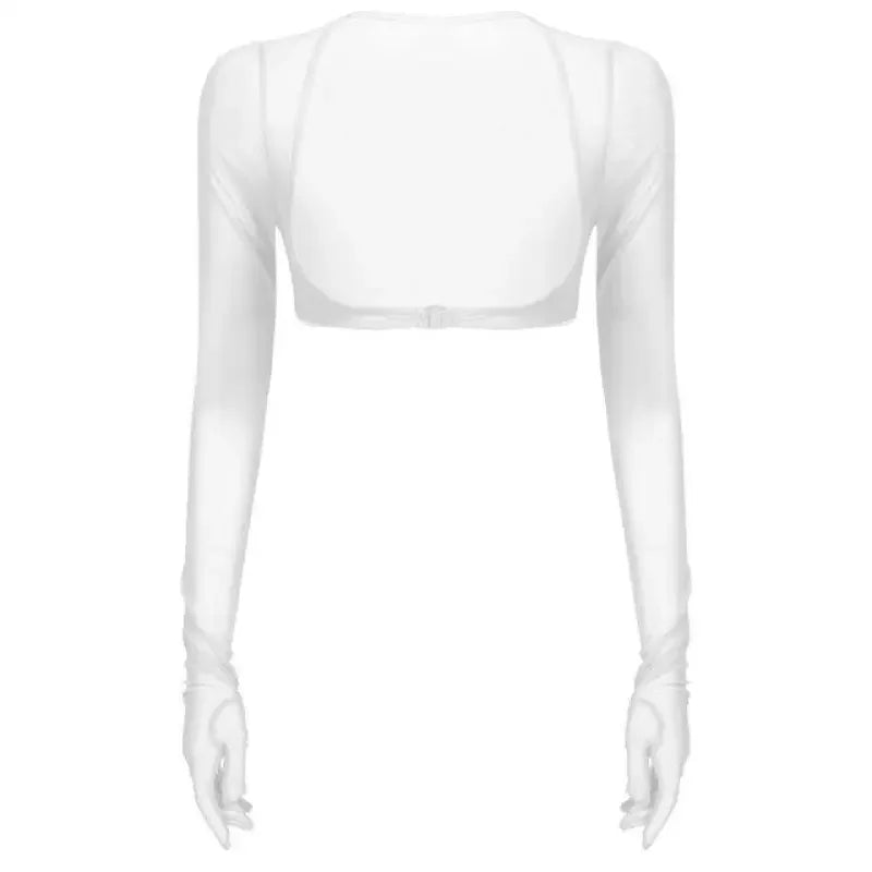 Women Mesh Crop Tops with Gloves | Fashionsarah.com