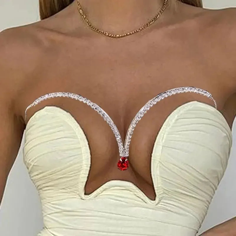 Red Water Drop Crystal Chest Bracket | Fashionsarah.com