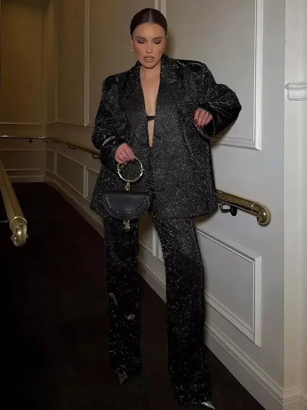 Glitter Elegant Blazer Sets / Split Sets | Fashionsarah.com
