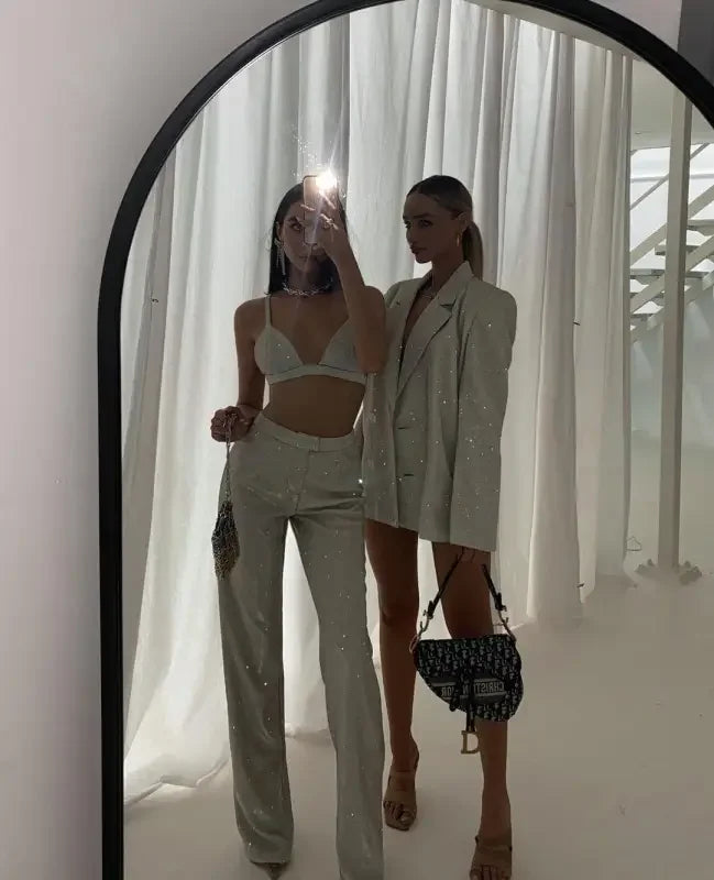 Glitter Elegant Blazer Sets / Split Sets | Fashionsarah.com