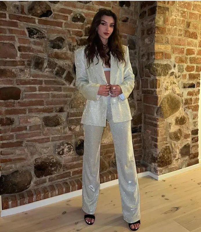 Glitter Elegant Blazer Sets / Split Sets | Fashionsarah.com