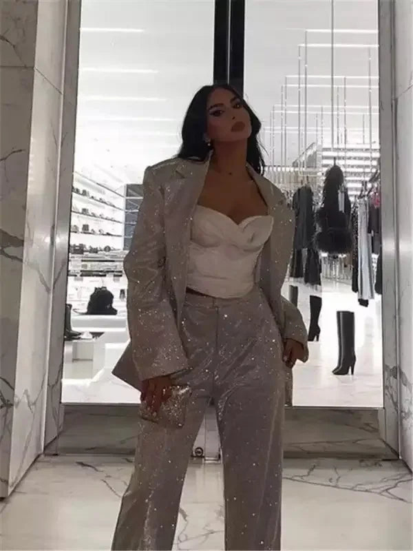 Glitter Elegant Blazer Sets / Split Sets | Fashionsarah.com