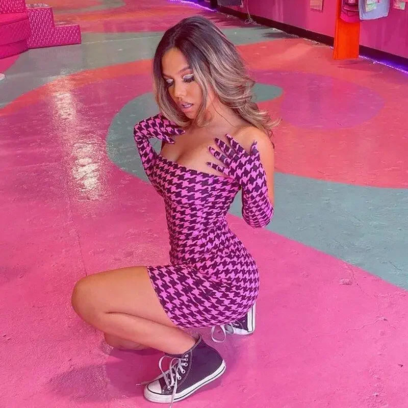 Strapless Plaid Dress With Gloves | Fashionsarah.com