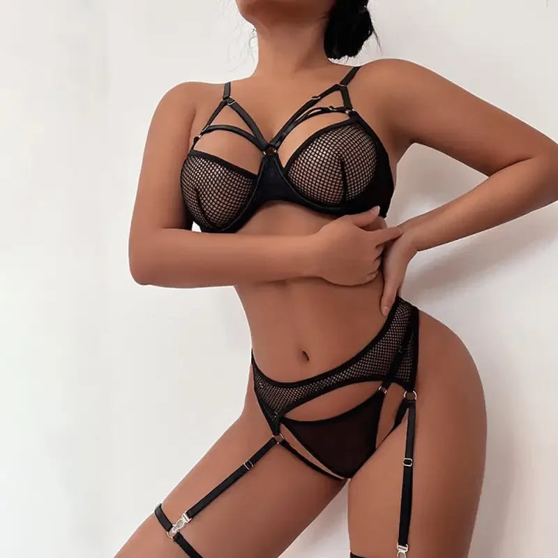 3-Piece Garters Transparent Bra Kit | Fashionsarah.com