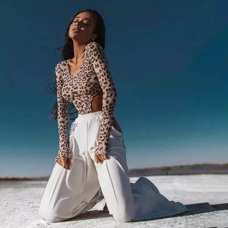 Fashionsarah.com Leopard High Cut Bodysuit