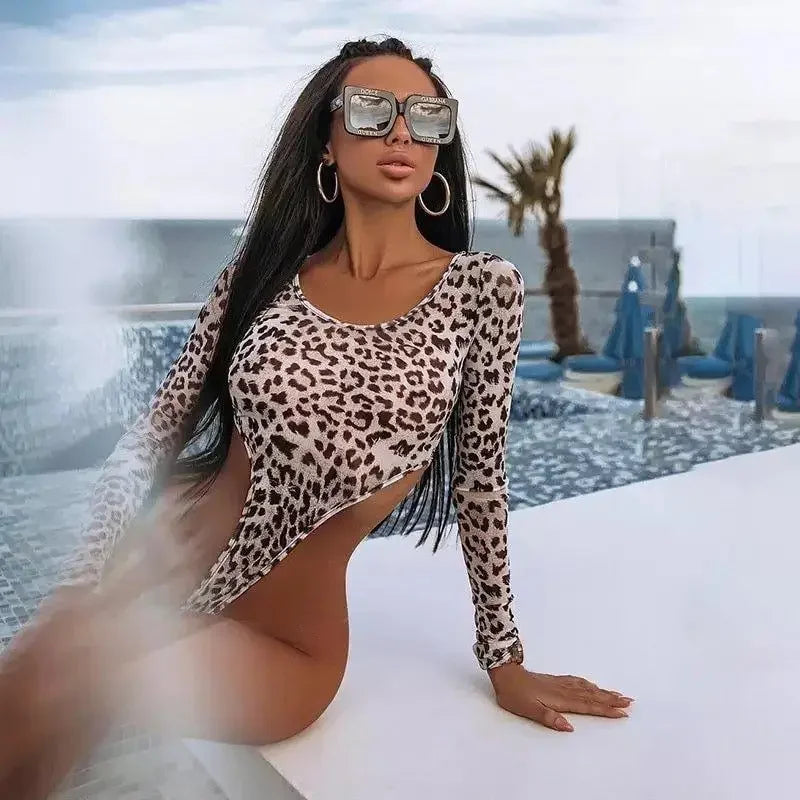 Fashionsarah.com Leopard High Cut Bodysuit