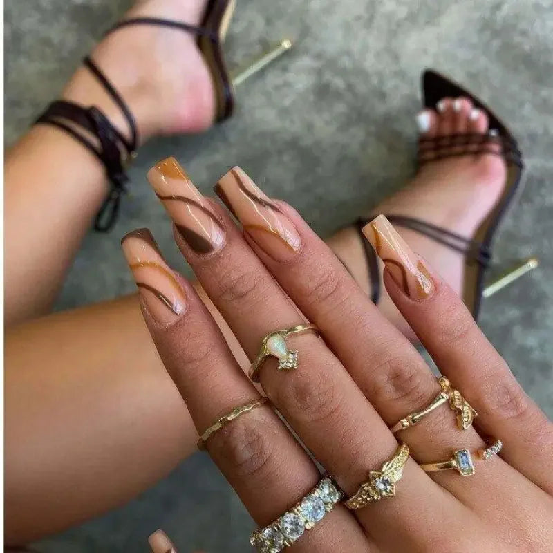 Decorated fingernails with rings on open toe stiletto 12cm Fashionsarah footwear