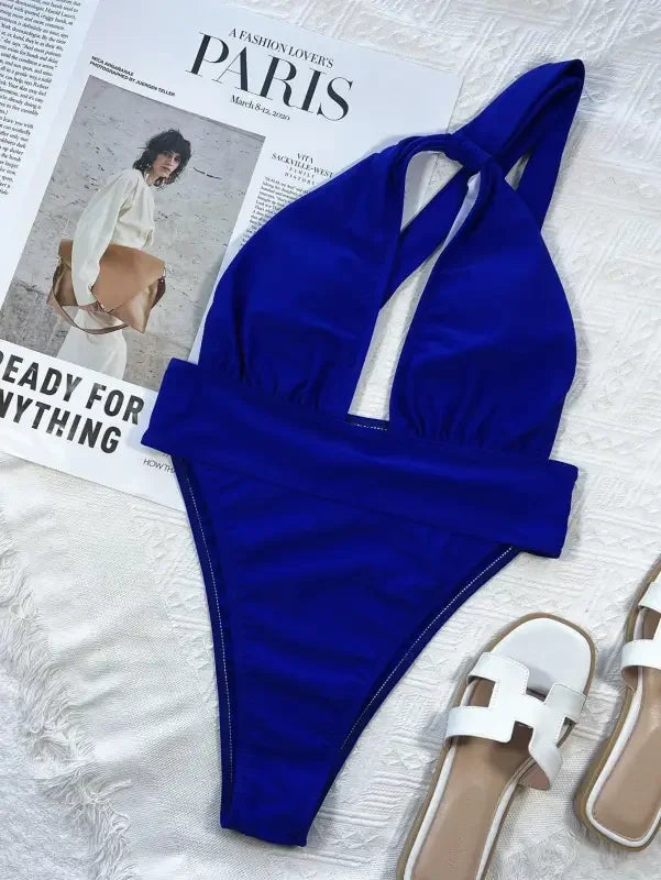 Royal Blue Cut Out Monokini | Fashionsarah.com