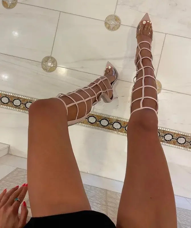 Spring Hollow high-heeled sandals from Boots Fashionsarah available at online boutique