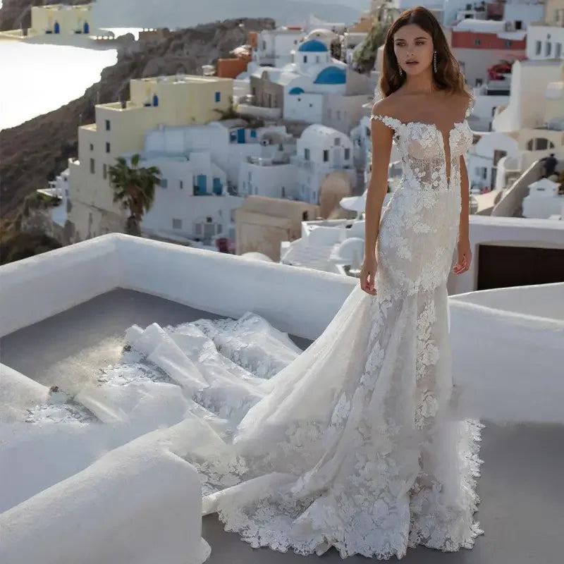 Off Shoulder Lace Wedding Dress | Fashionsarah.com