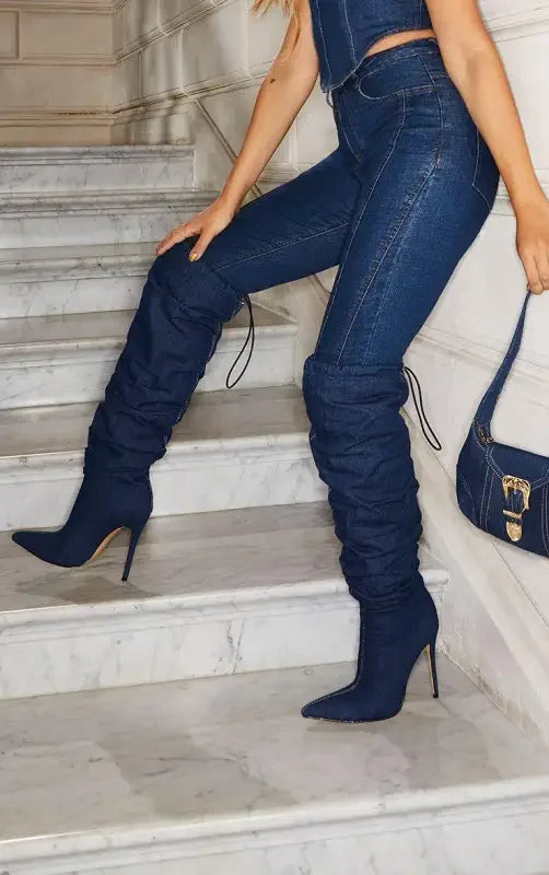 Jeans Knee High Boots | Fashionsarah.com
