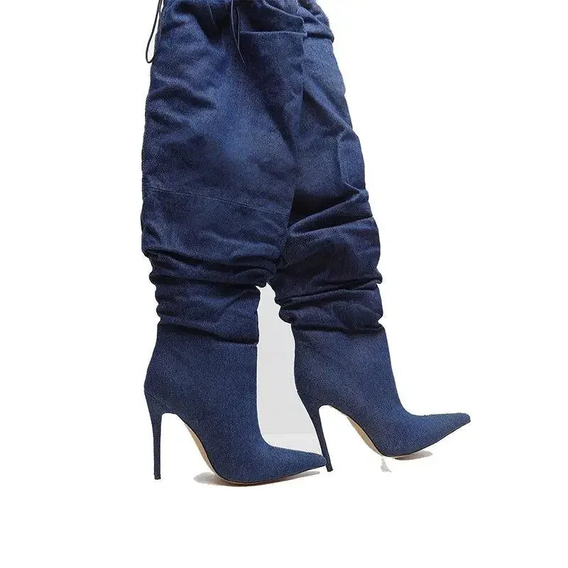 Jeans Knee High Boots | Fashionsarah.com