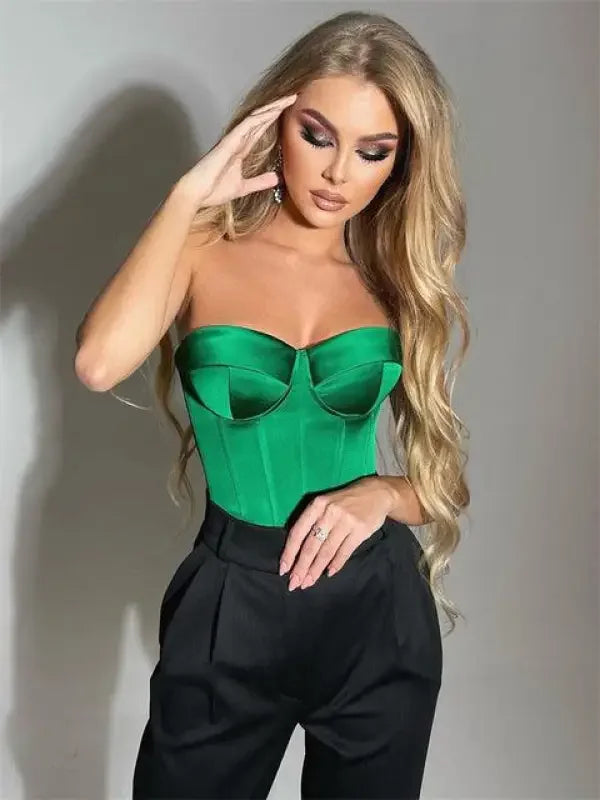 Women Satin Strapless Corset Tops | Fashionsarah.com