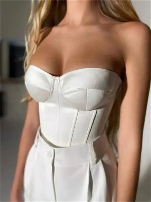Women Satin Strapless Corset Tops | Fashionsarah.com