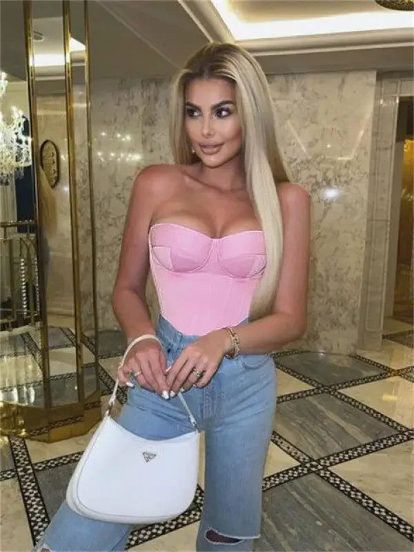 Women Satin Strapless Corset Tops | Fashionsarah.com