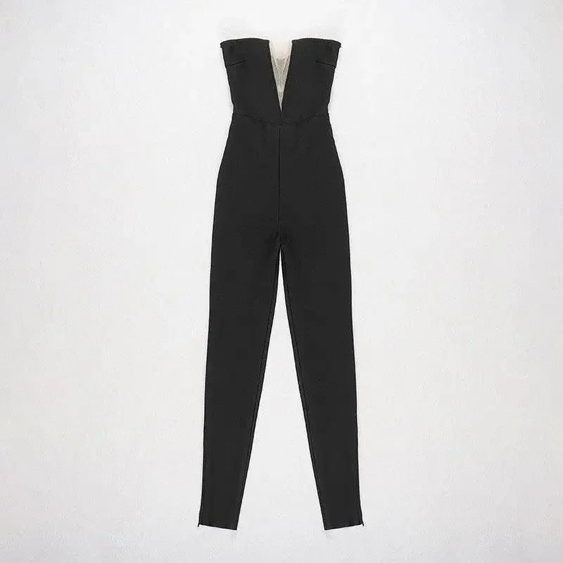 V Neck Bandage Jumpsuit | Fashionsarah.com