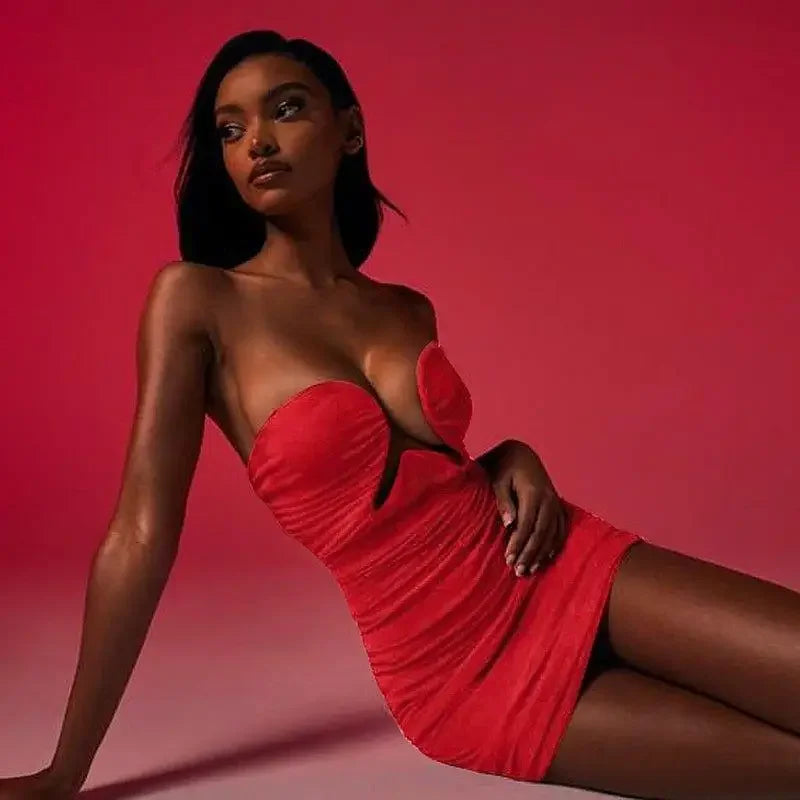 Strapless Ruched Georgette Dress | Fashionsarah.com