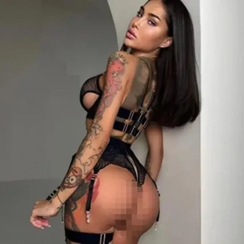 Ruffles Sensual Set with Garters | Fashionsarah.com