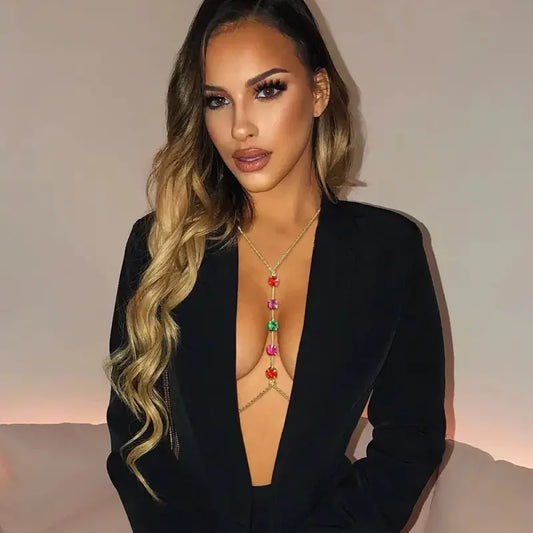 Colorful Crystal Chest Chain | Fashionsarah.com