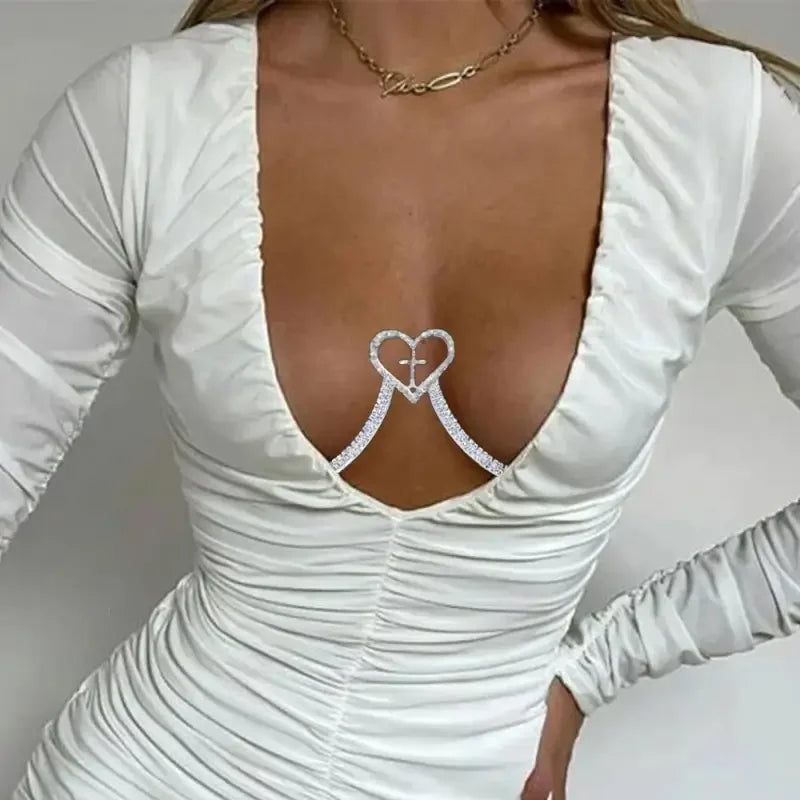 Cross Heart Crystal Chest Bra | Fashionsarah.com