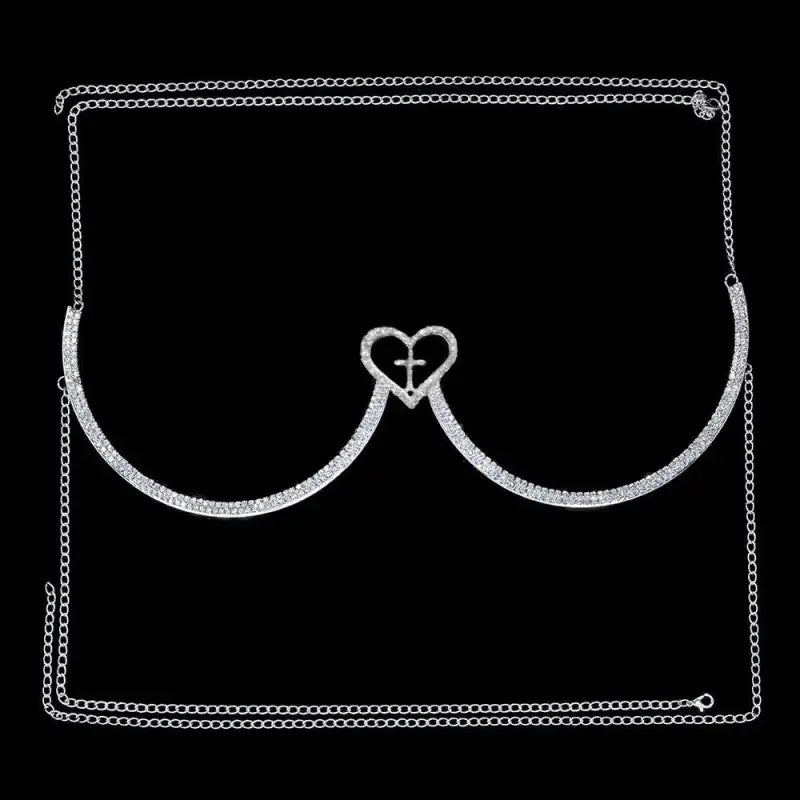 Cross Heart Crystal Chest Bra | Fashionsarah.com