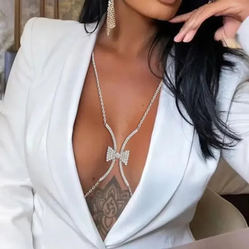 Rhinestone Geometric Chest Bra | Fashionsarah.com