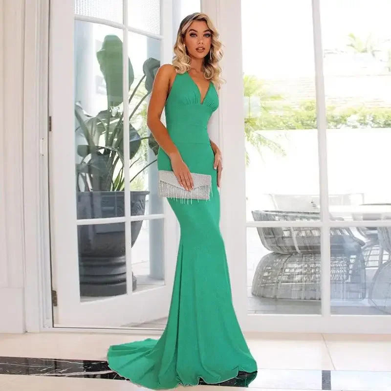 Elegant Halter Lace Up Dress | Fashionsarah.com