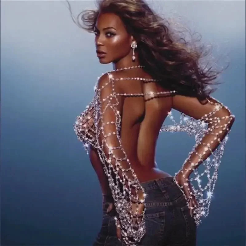 Women Luxury Full Rhinestone Top | Fashionsarah.com