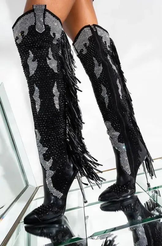 Fashionsarah.com Fashion Tassel Over The Knee Boots