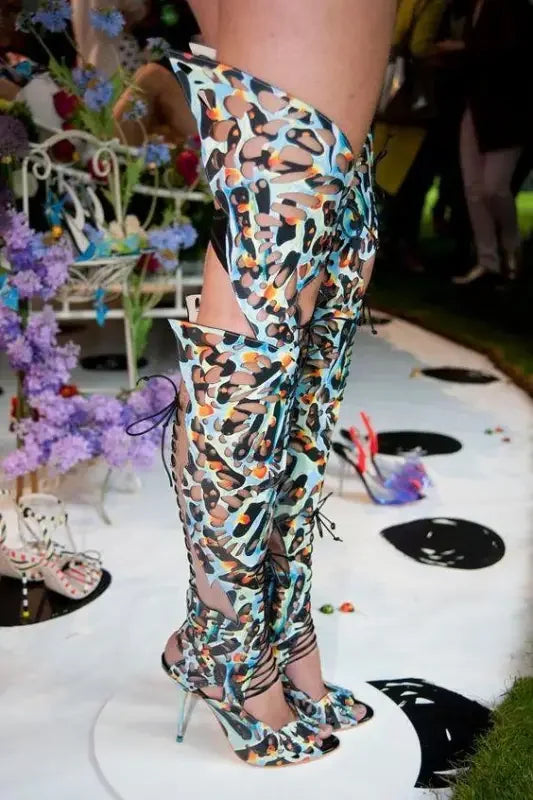 Cut Out Leather Over The Knee Boots | Fashionsarah.com