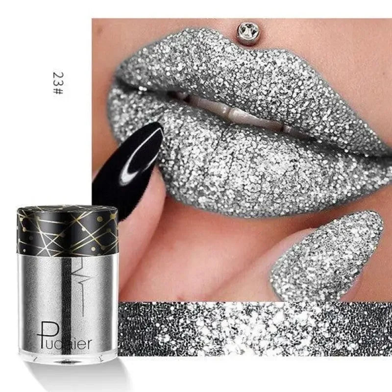 Silver glitter makeup from the Diamond Eyeshadow Nail Bloom Charm collection