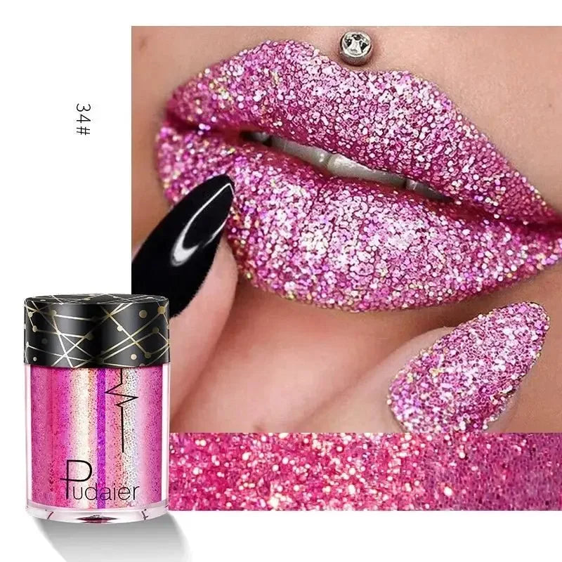 Pink glitter makeup on Diamond Eyeshadow and Nail Bloom Charm for a Nail Bloom look