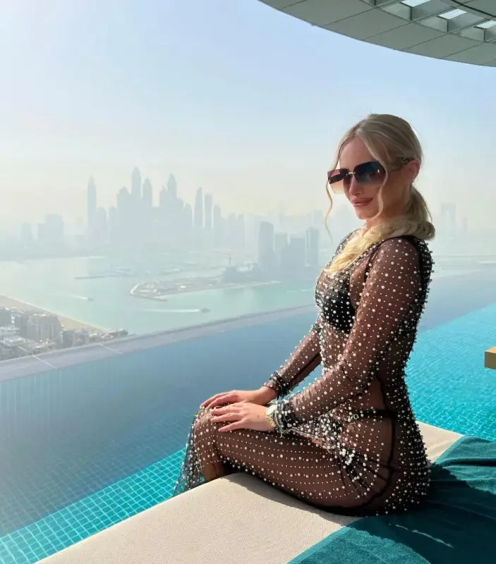 Pearl Mesh See Through Beach Dress | Fashionsarah.com