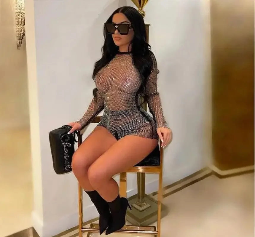 Crystal Diamond Mesh 2 Piece Set | Fashionsarah.com