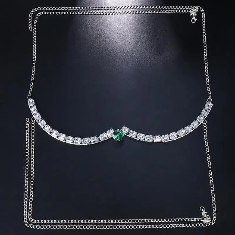 Green Big Crystal Chest Bracket Jewelry | Fashionsarah.com