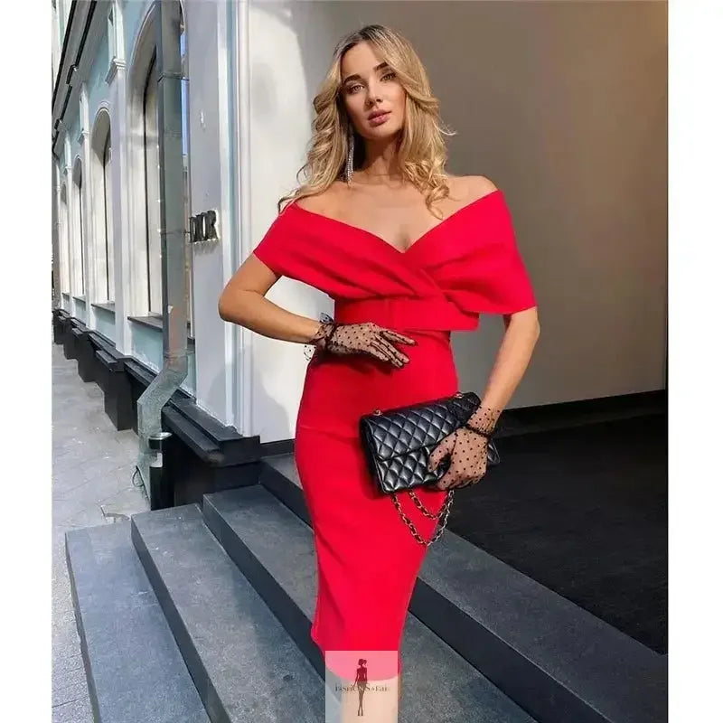 Fashionsarah.com Fashionsarah.com Off Shoulder Elegant Vintage Dress