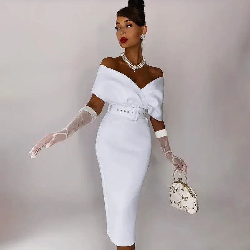 Off Shoulder Elegant Vintage Dress | Fashionsarah.com
