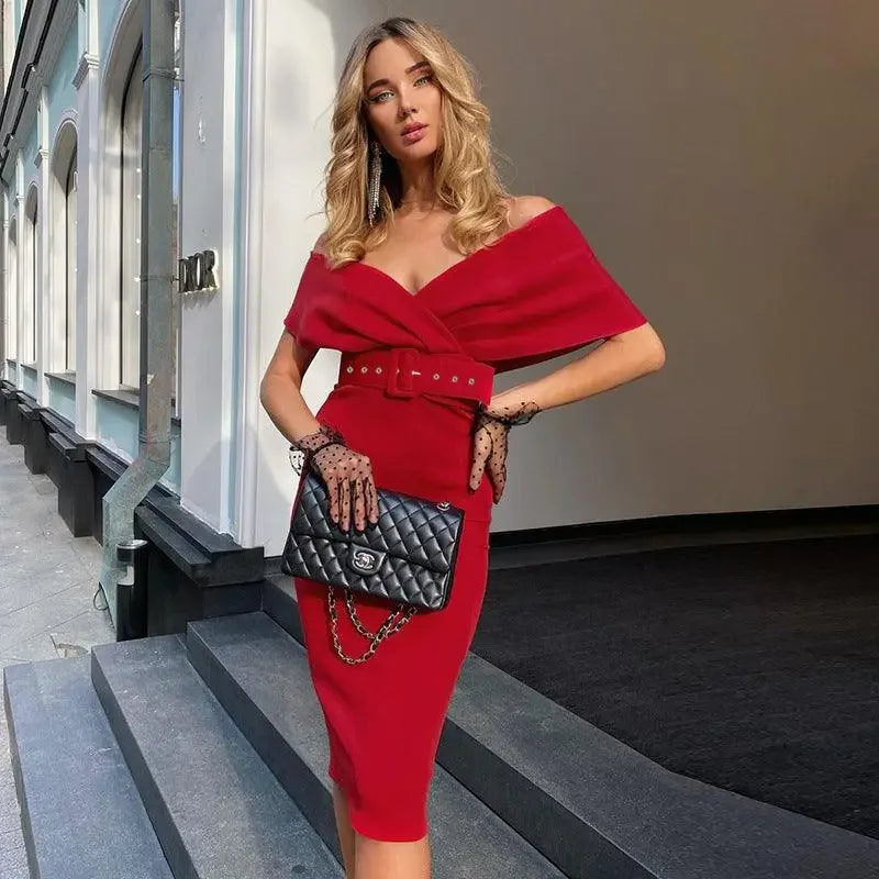 Off Shoulder Elegant Vintage Dress | Fashionsarah.com