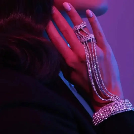 Rhinestone Finger Ring Bracelet | Fashionsarah.com