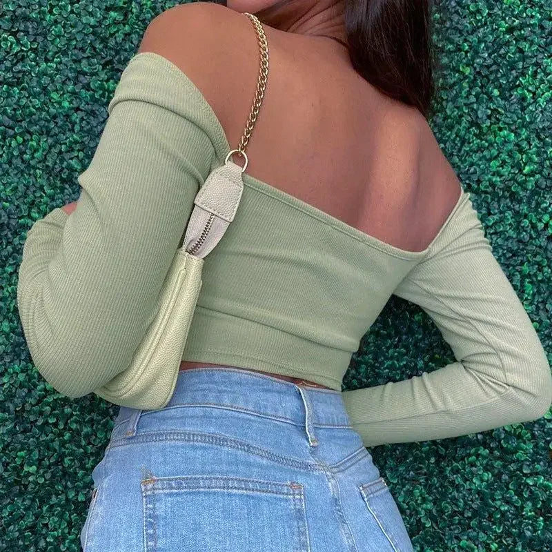 Hollow-Out Long Sleeve Crop Tops | Fashionsarah.com