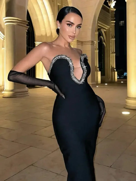 Strapless Diamond V-Neck Dress | Fashionsarah.com