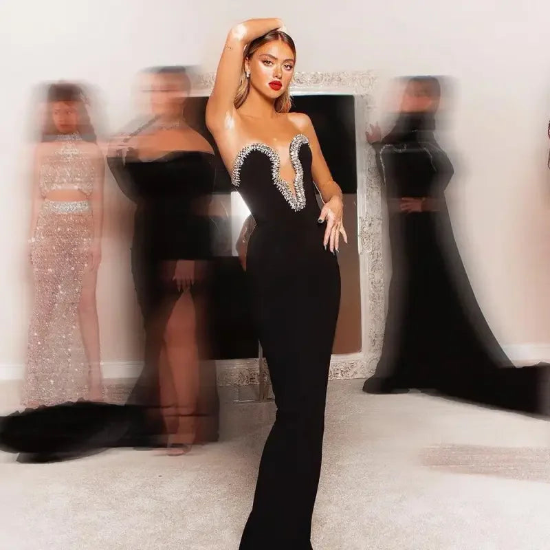 Strapless Diamond V-Neck Dress | Fashionsarah.com